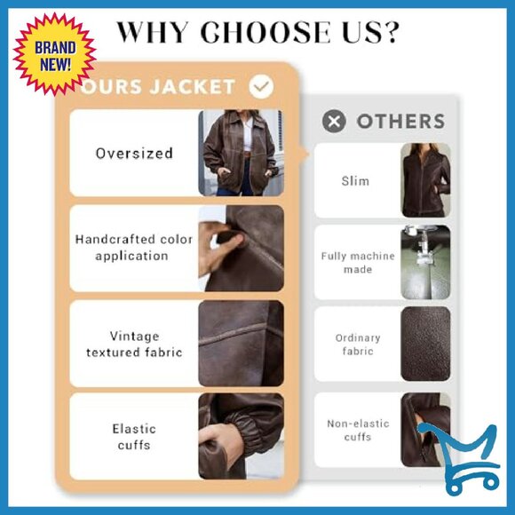 Oversized Faux Leather Motorcycle Jacket Y2K Vintage Plus Size - Picture 6 of 8